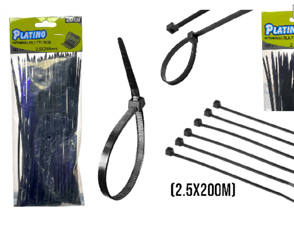 AMARRAS PLASTI NEGRA (100)(2.5X200) AMARRAS PLASTI NEGRA (100)(2.5X200)